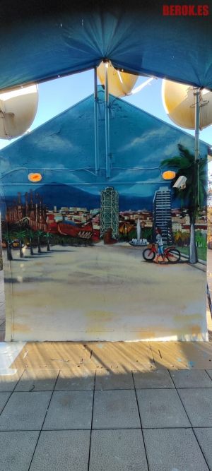 pintura mural barcelona hotel torres mapfre